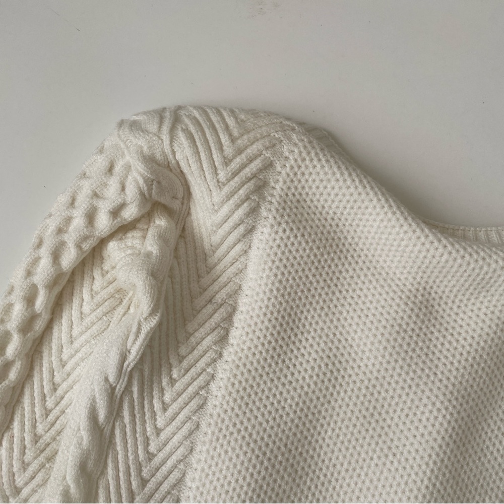 YesStyle Two Piece Knit Crop Long Sleeve Sweater Top in Ivory, Size XS/S - Picture 11 of 12